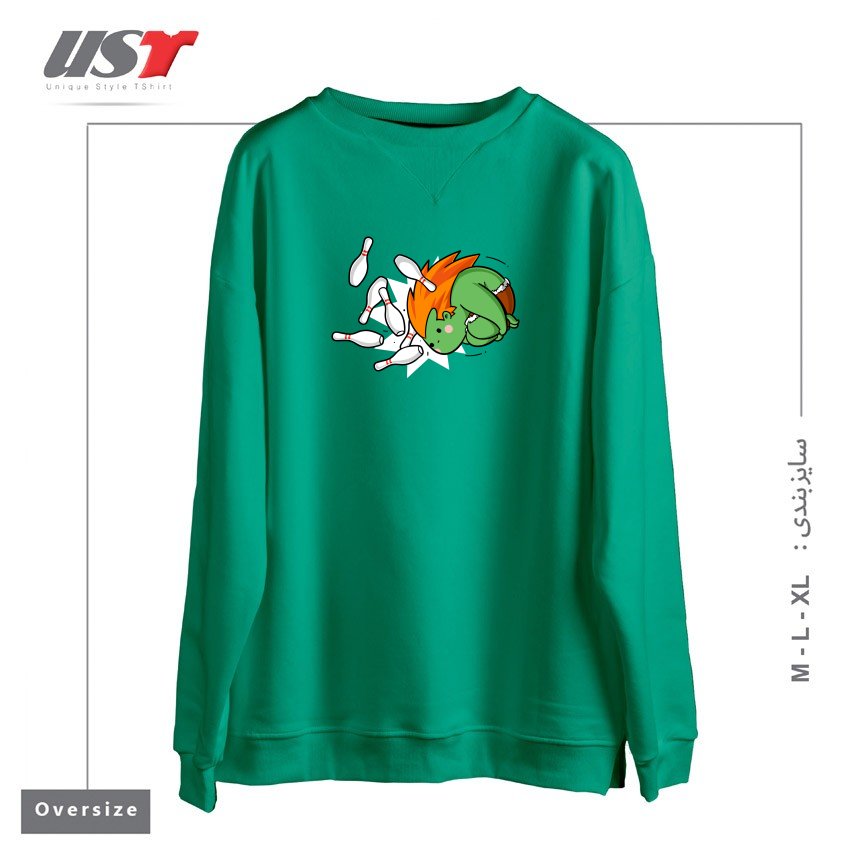 طرح SPORTY BUDDY BOWLING سوییشرت اورسایزرنگ سبز سدری
