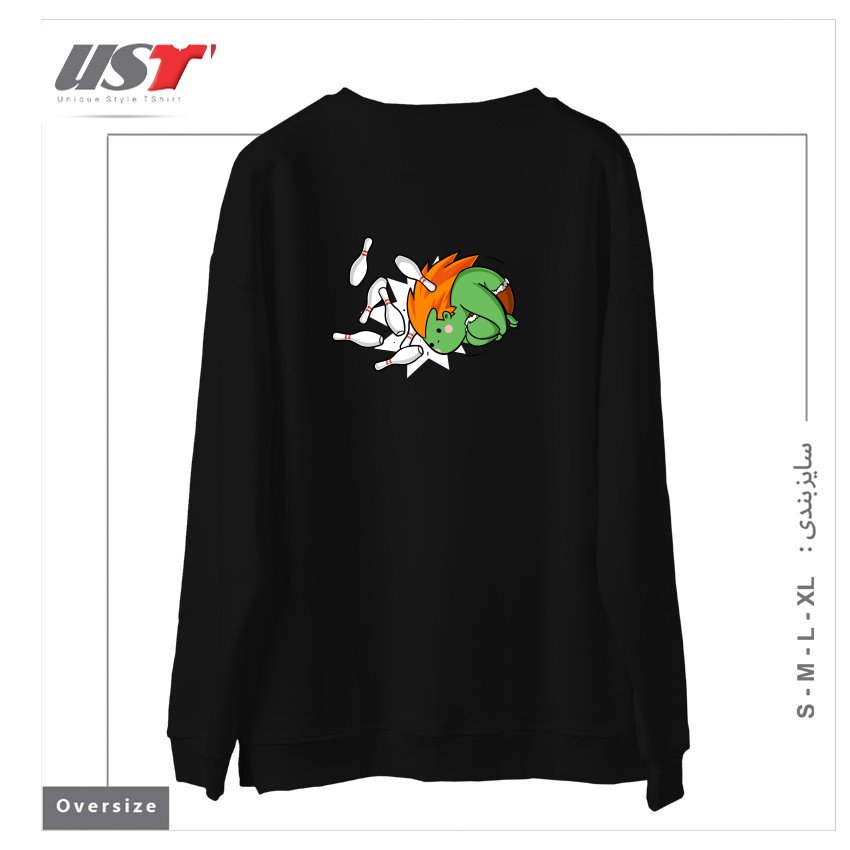 طرح SPORTY BUDDY BOWLING سوییشرت اورسایزرنگ مشکی