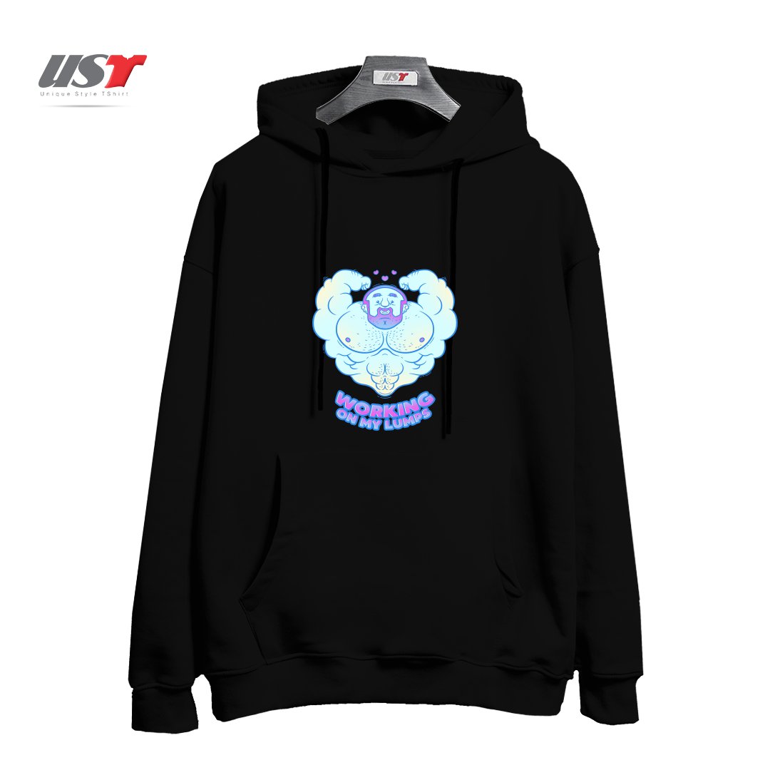 هودی اورسایز طرح WORKING ON MY LUMPS