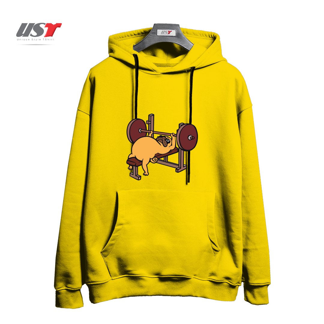 هودی اورسایز طرح PUG BENCH PRESS