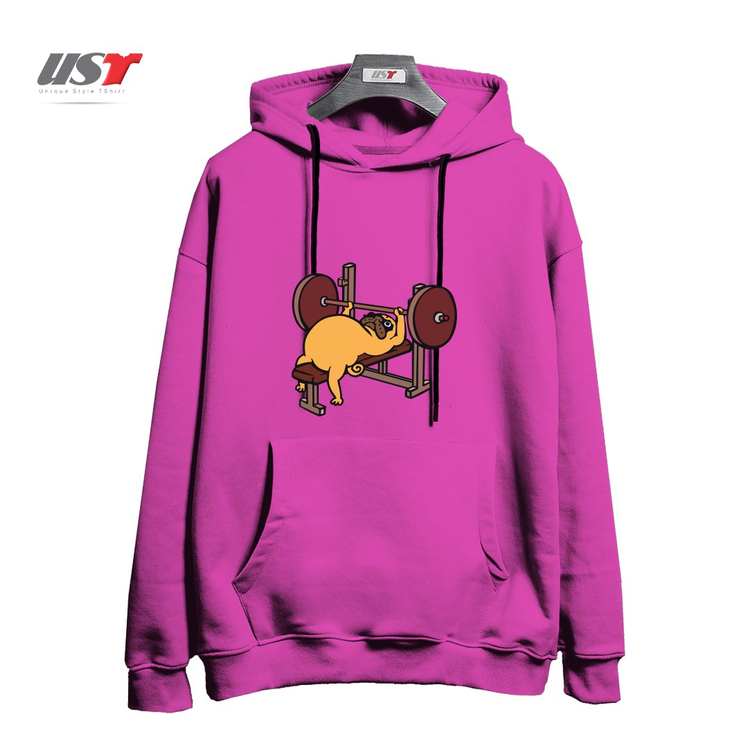 هودی اورسایز طرح PUG BENCH PRESS