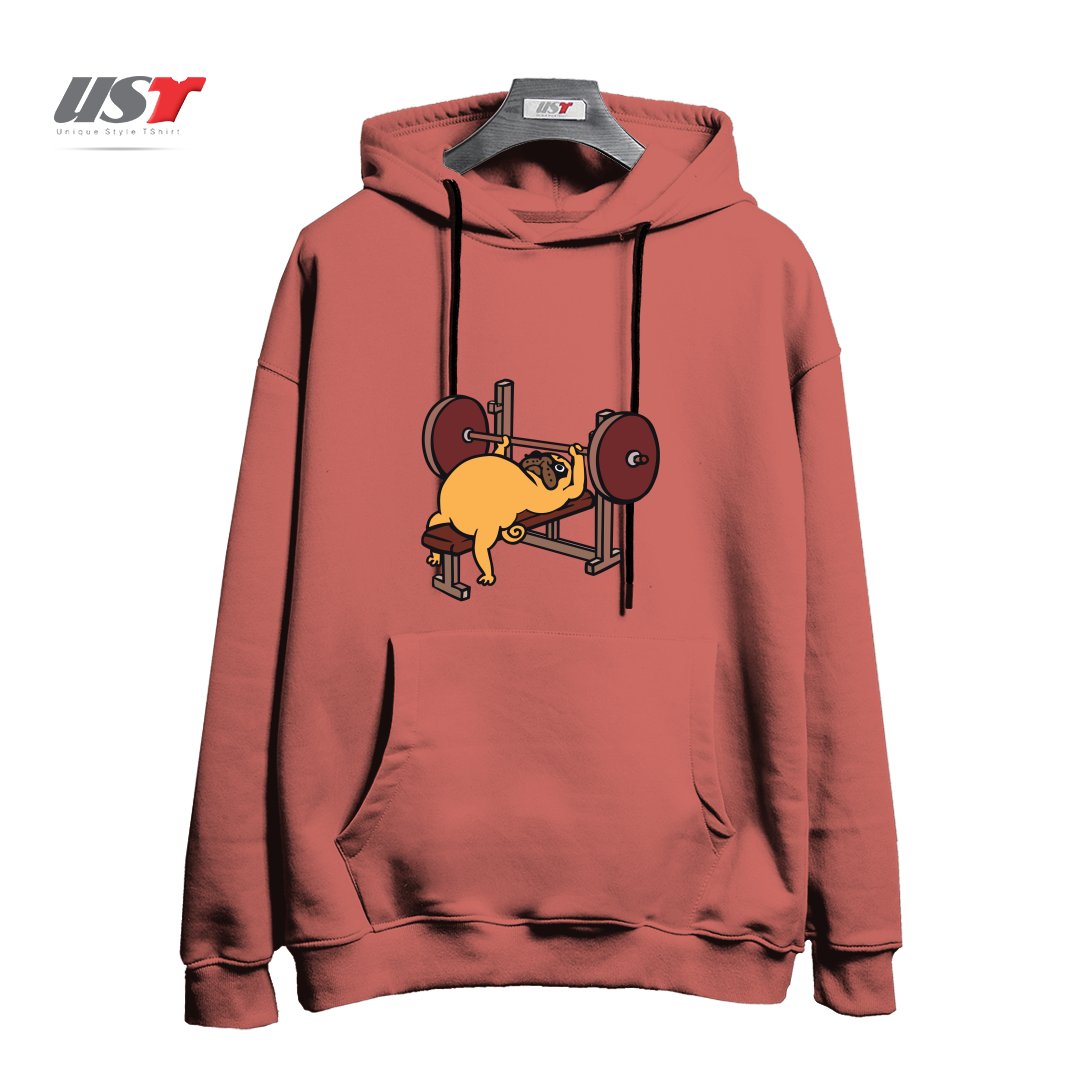 طرح PUG BENCH PRESS هودی اورسایزرنگ آجری