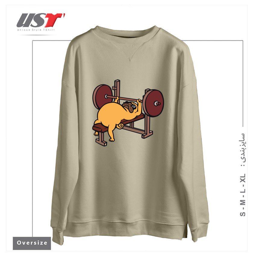 طرح PUG BENCH PRESS سوییشرت اورسایزرنگ نخودی