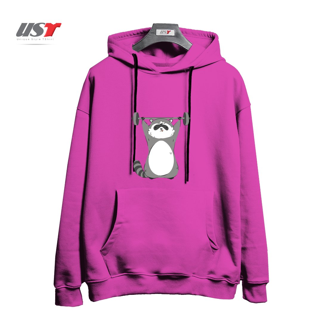 هودی اورسایز طرح RACCOON WORKING OUT