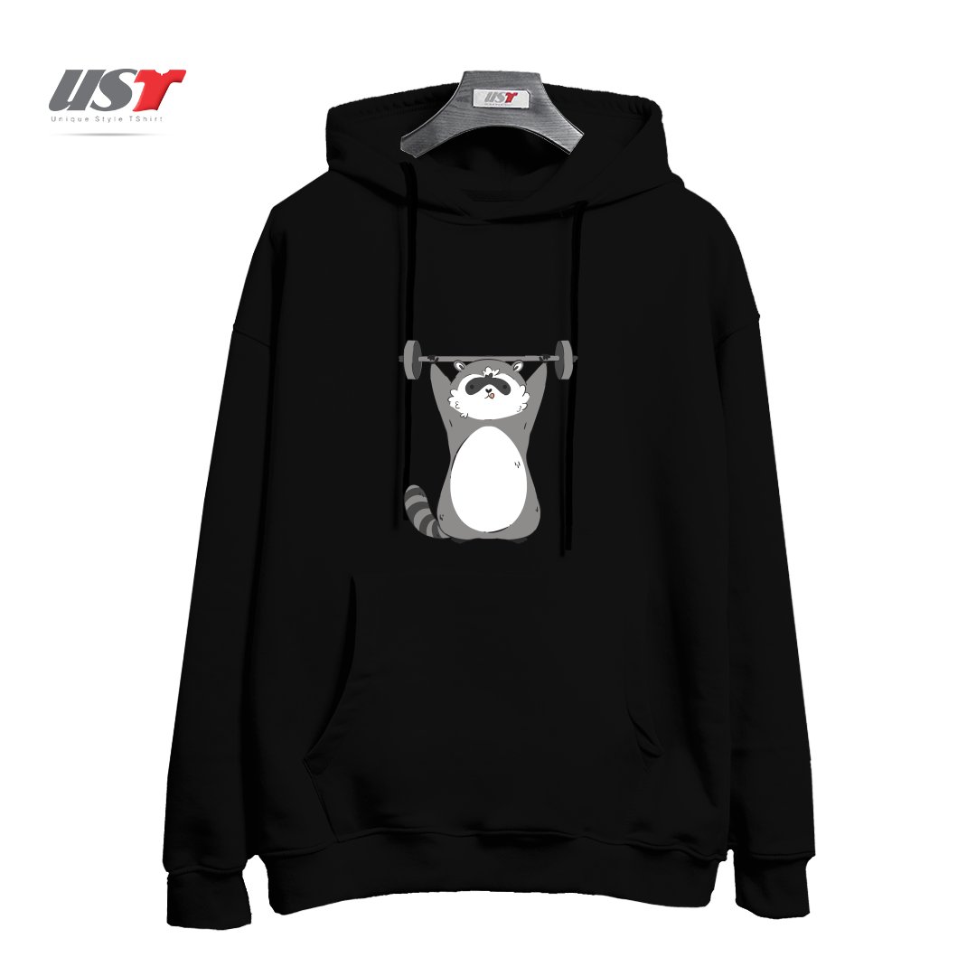 هودی اورسایز طرح RACCOON WORKING OUT