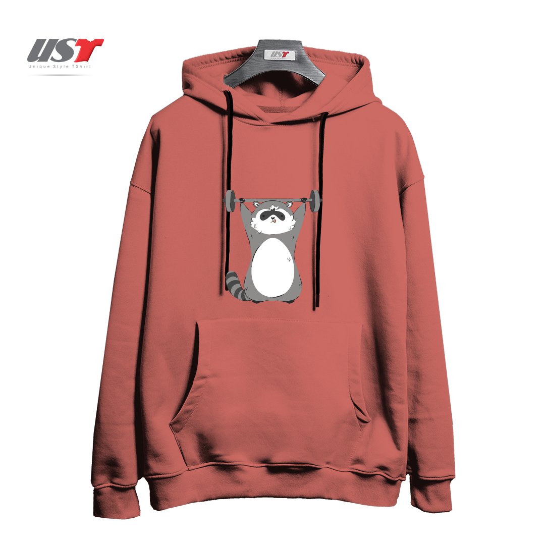 هودی اورسایز طرح RACCOON WORKING OUT