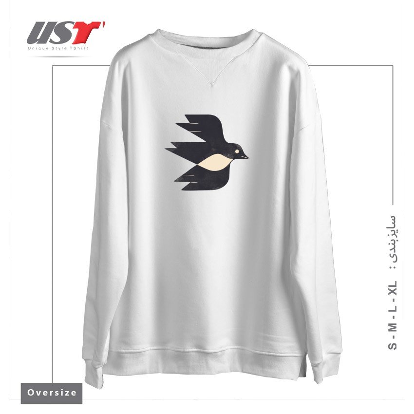 سوییشرت اورسایز طرح MINIMAL BLACKBIRD NO. 2