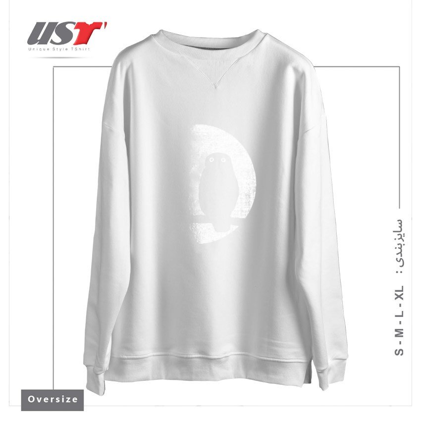 طرح NIGHTWATCHER سوییشرت اورسایزرنگ سفید