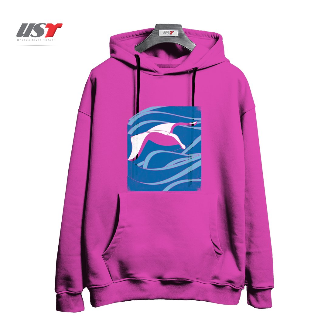 طرح ON THE WAVES هودی اورسایزرنگ صورتی