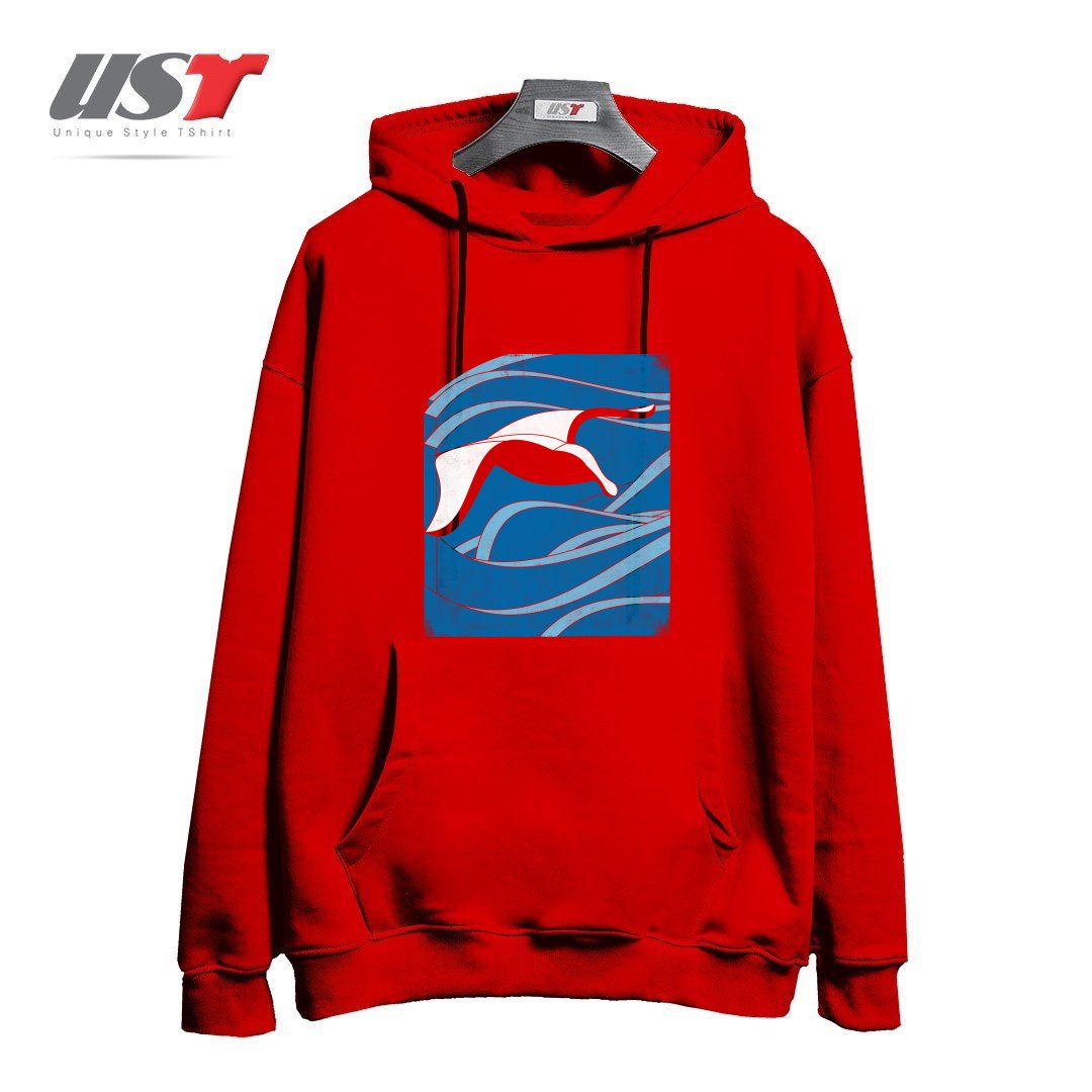 طرح ON THE WAVES هودی اورسایزرنگ قرمز