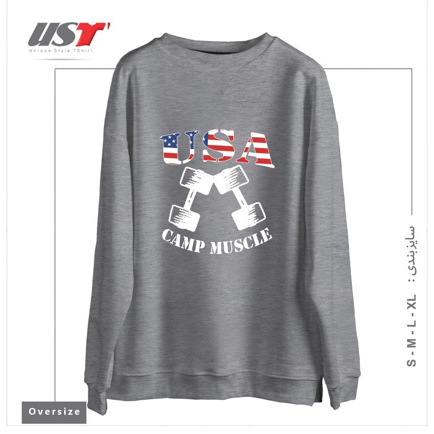 سوییشرت اورسایز طرح CAMP MUSCLE BODYBUILDING NEW CAMP MUSCLE USA CAMP