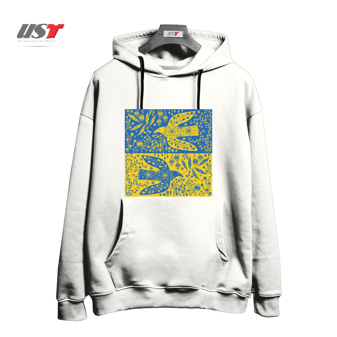 طرح PEACE FOR UKRAINE هودی اورسایزرنگ سفید