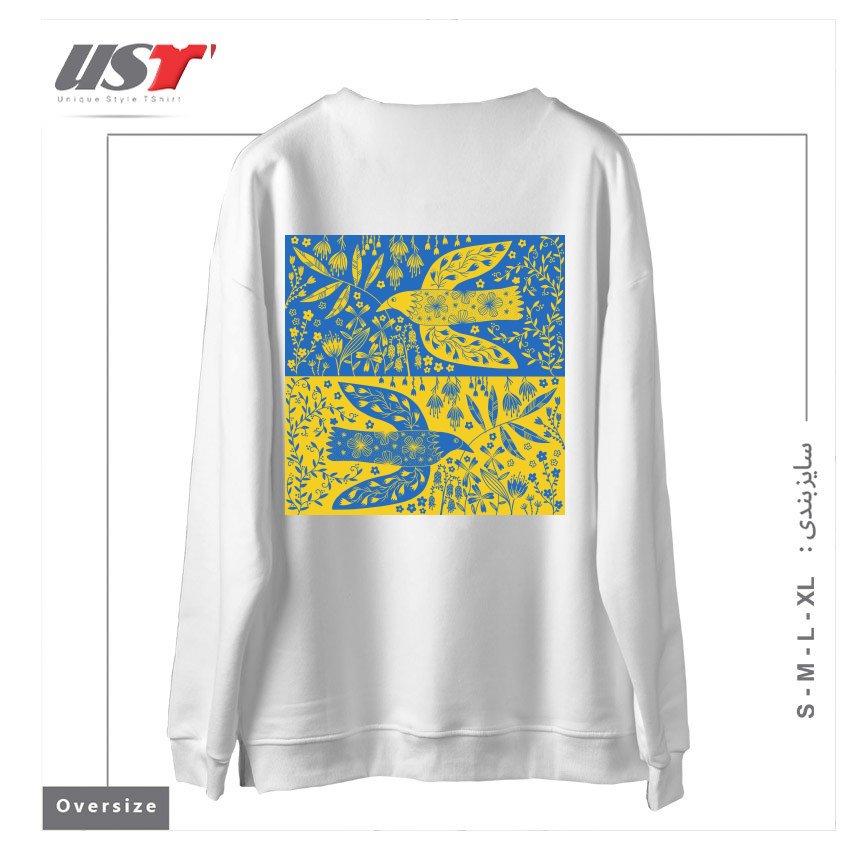 طرح PEACE FOR UKRAINE سوییشرت اورسایزرنگ سفید