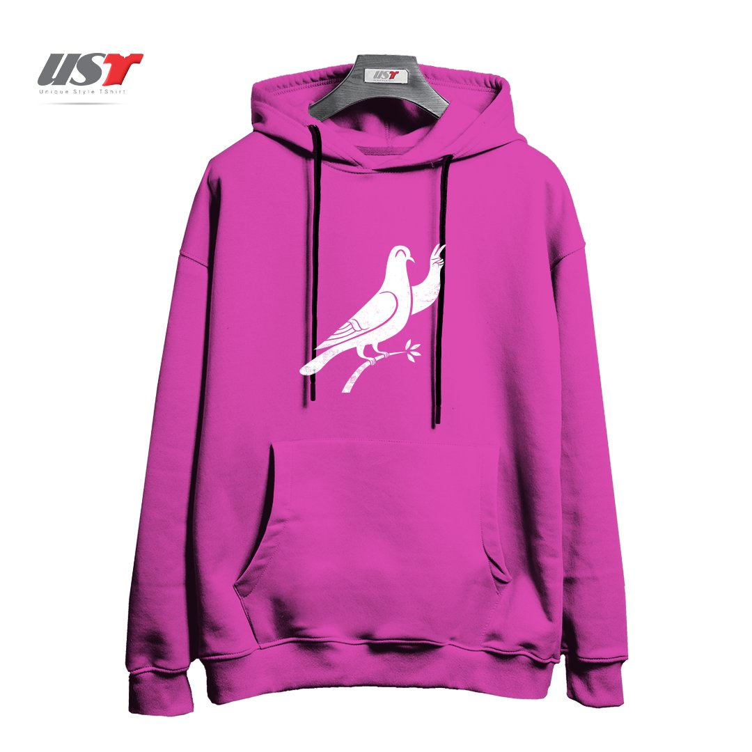 طرح PEACE هودی اورسایزرنگ صورتی