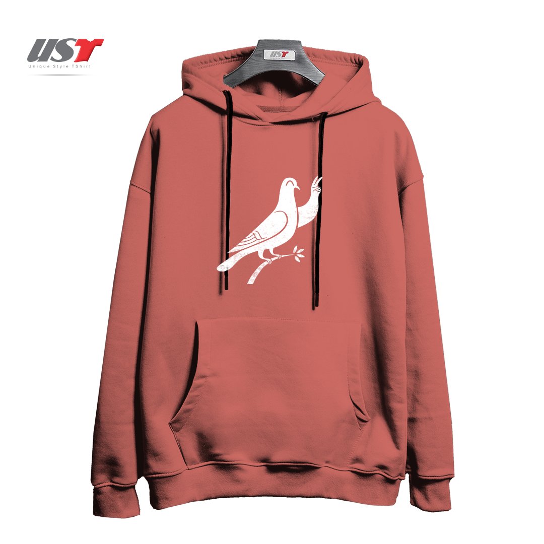 طرح PEACE هودی اورسایزرنگ آجری