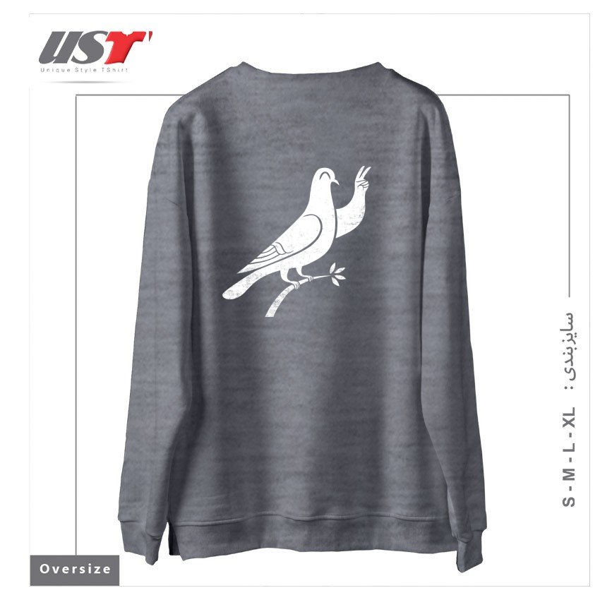 طرح PEACE سوییشرت اورسایزرنگ طوسی ملانژ