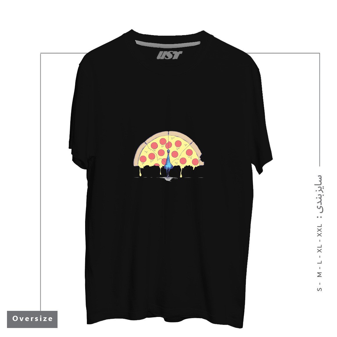 تیشرت اورسایز طرح PIZZA PEACOCK354554