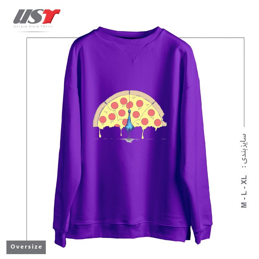 سوییشرت اورسایز طرح PIZZA PEACOCK354554