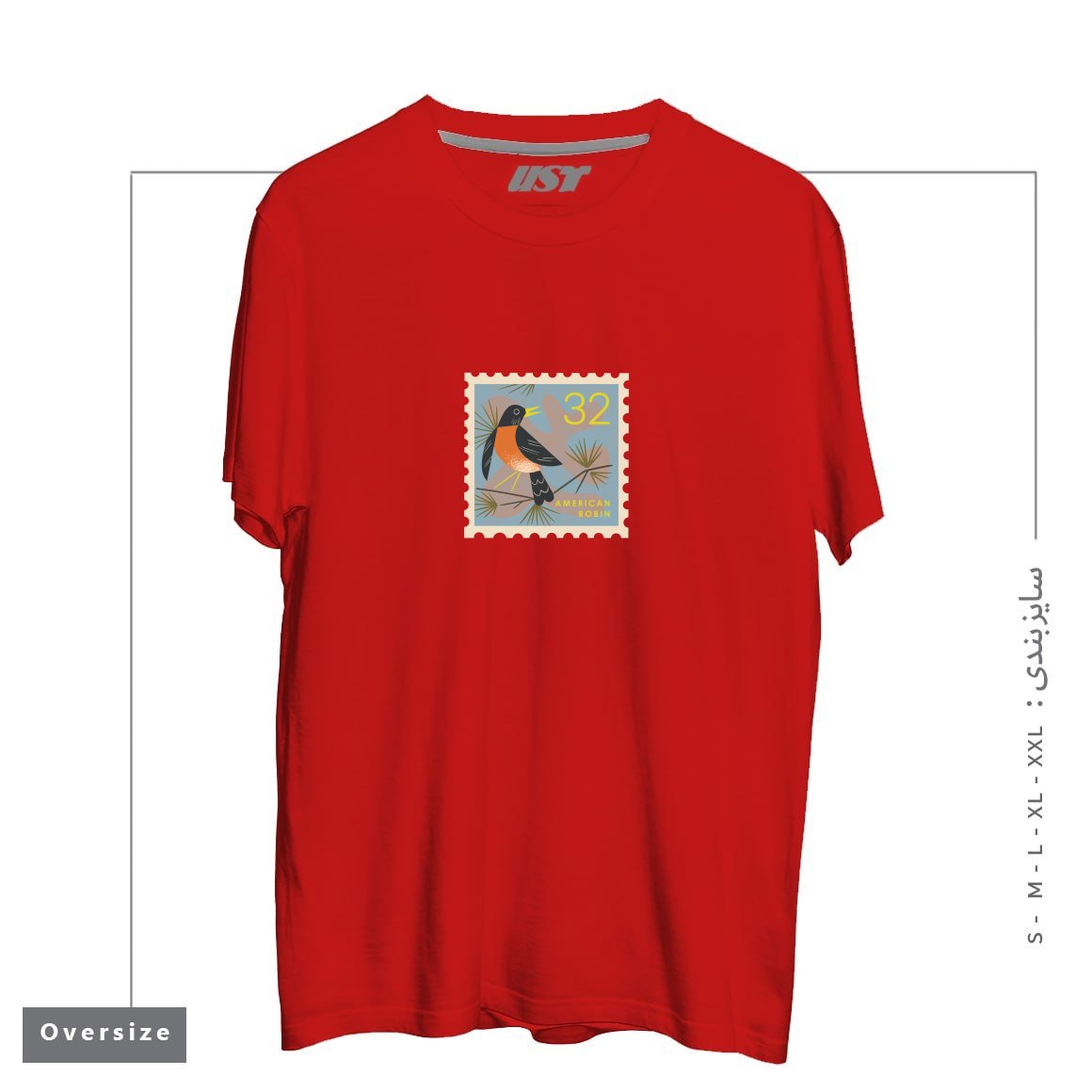 تیشرت اورسایز طرح ROBIN POSTAGE STAMP