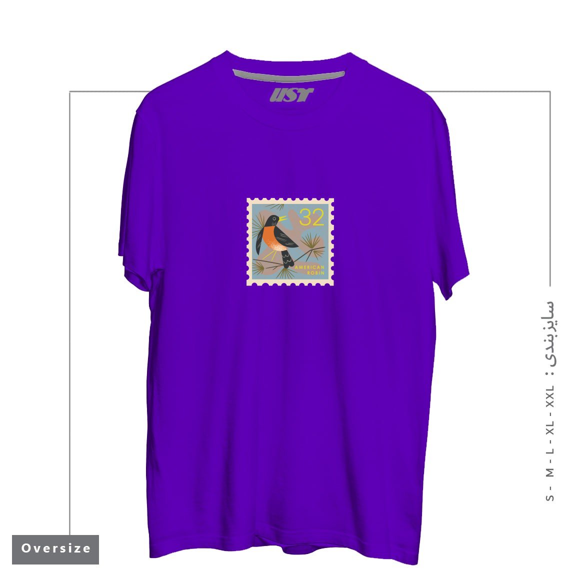 طرح ROBIN POSTAGE STAMP تیشرت اورسایزرنگ بنفش