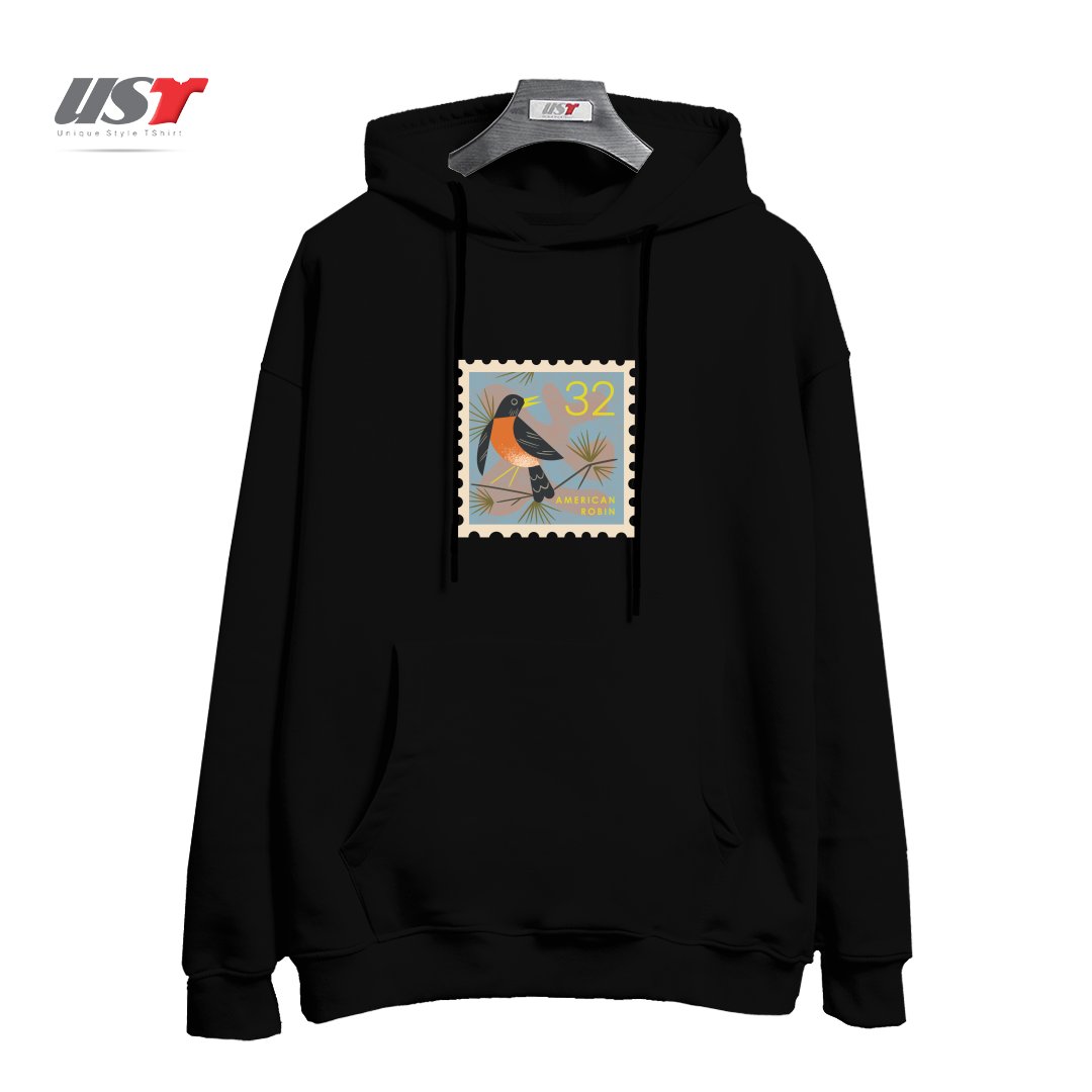 هودی اورسایز طرح ROBIN POSTAGE STAMP