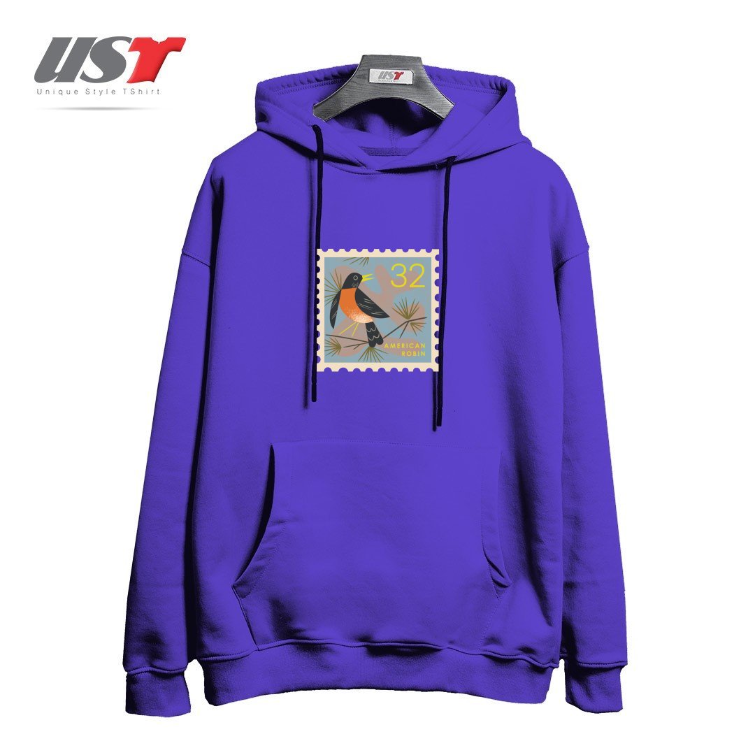 طرح ROBIN POSTAGE STAMP هودی اورسایزرنگ بنفش