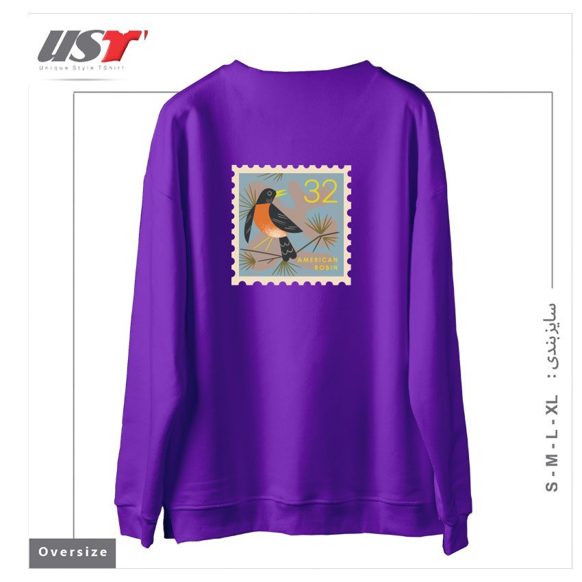 طرح ROBIN POSTAGE STAMP سوییشرت اورسایزرنگ بنفش