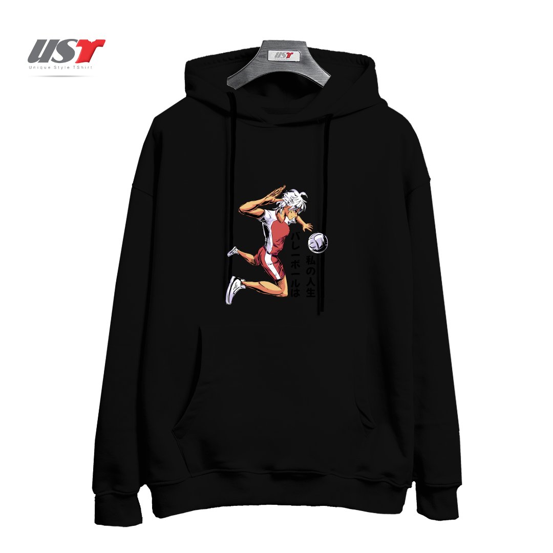 هودی اورسایز طرح ANIME GIRL PLAYING VOLLEYBALL