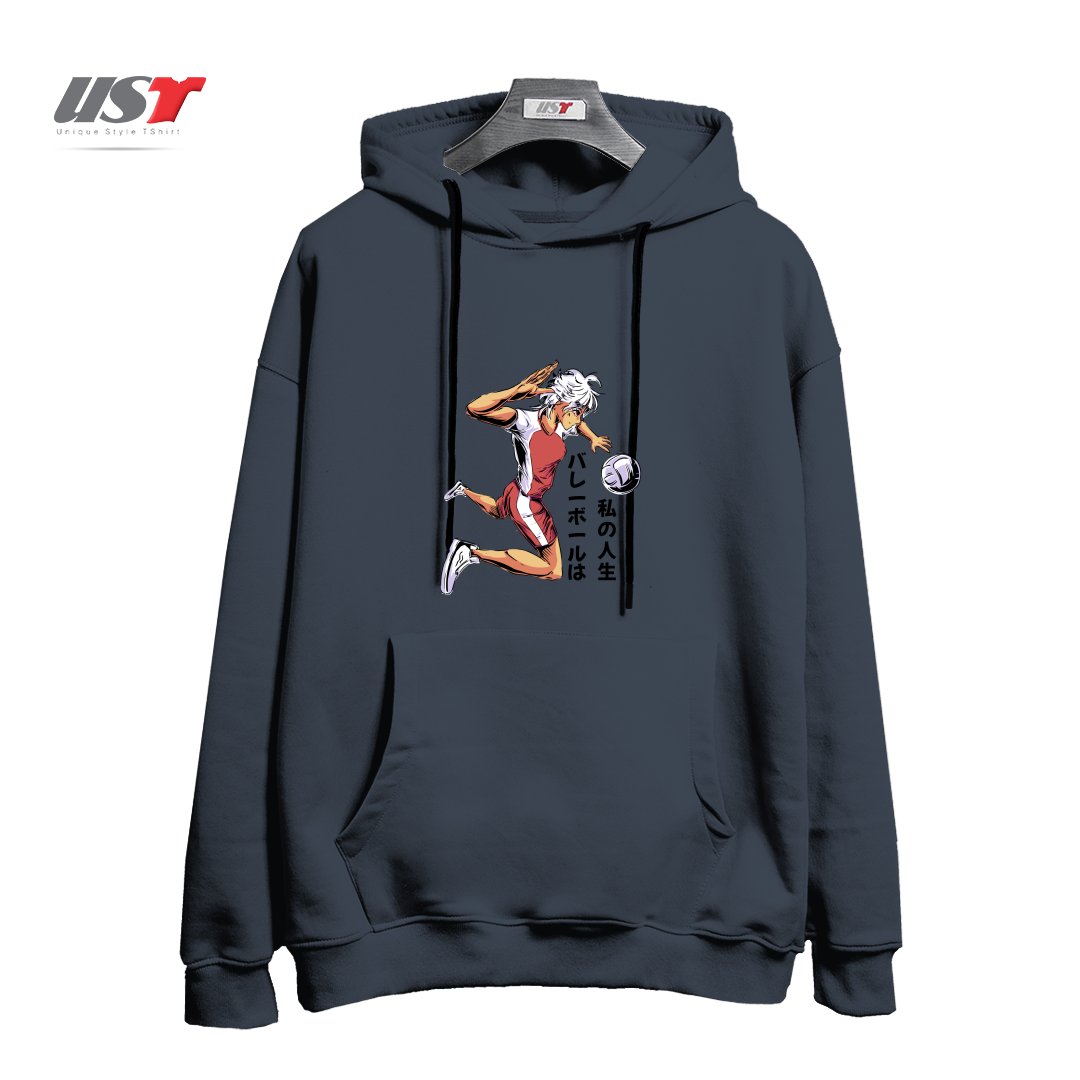 طرح ANIME GIRL PLAYING VOLLEYBALL هودی اورسایزرنگ دودی