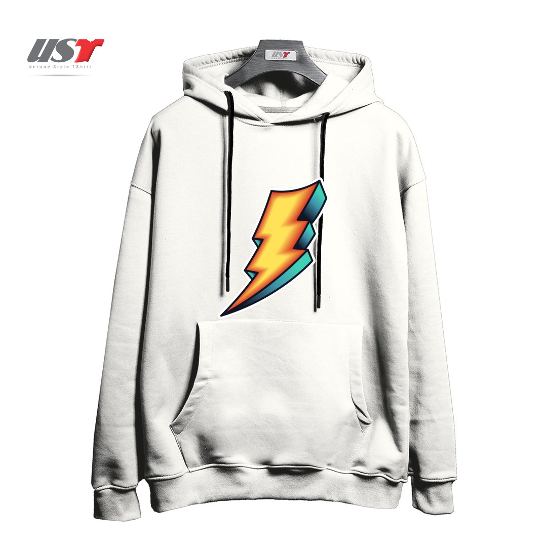 طرح BOLT هودی اورسایزرنگ سفید