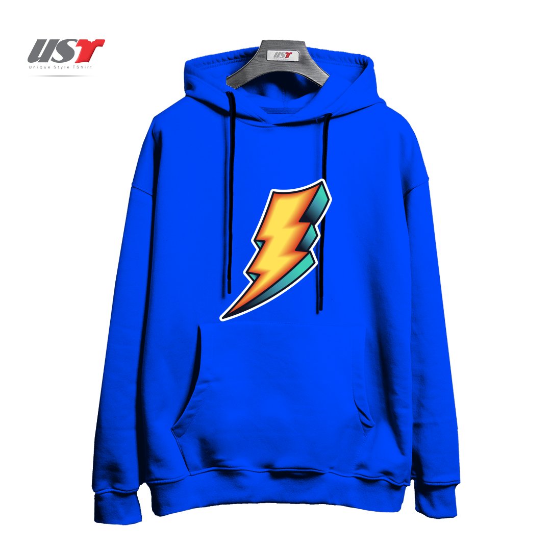 طرح BOLT هودی اورسایزرنگ آبی شالی