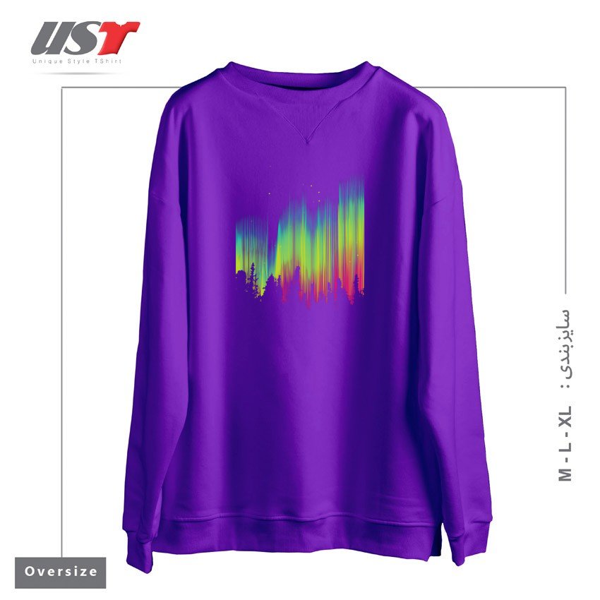 طرح ELECTRIC SKY1125 سوییشرت اورسایزرنگ بنفش