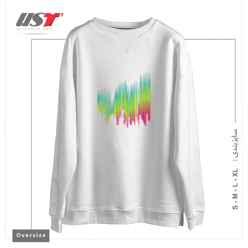 طرح ELECTRIC SKY1125 سوییشرت اورسایزرنگ سفید