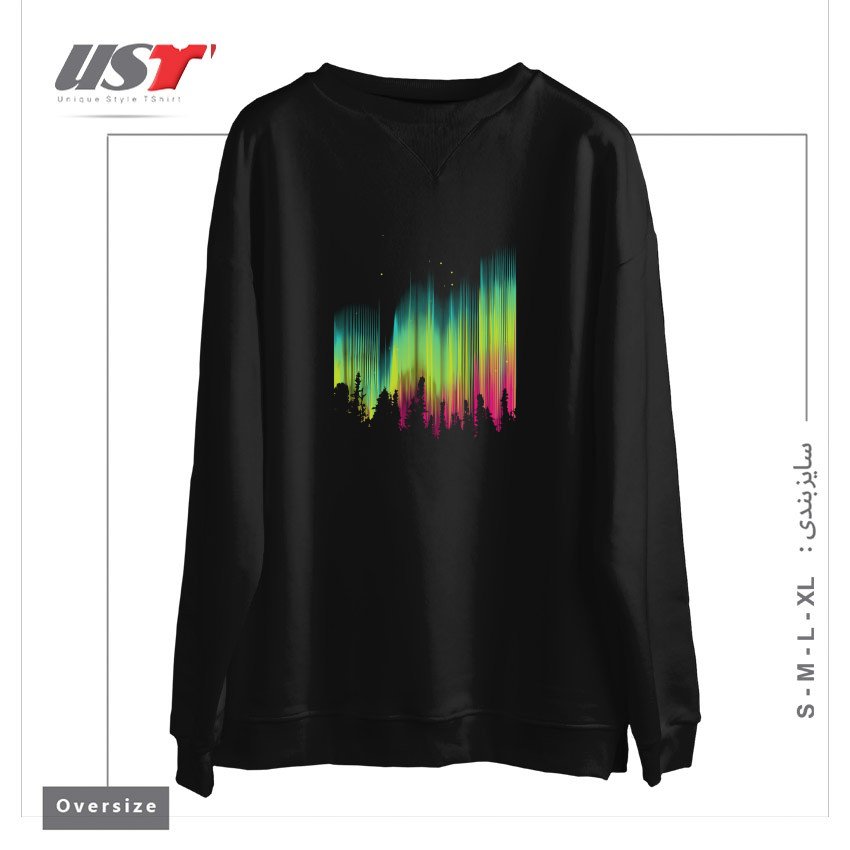 طرح ELECTRIC SKY1125 سوییشرت اورسایزرنگ مشکی