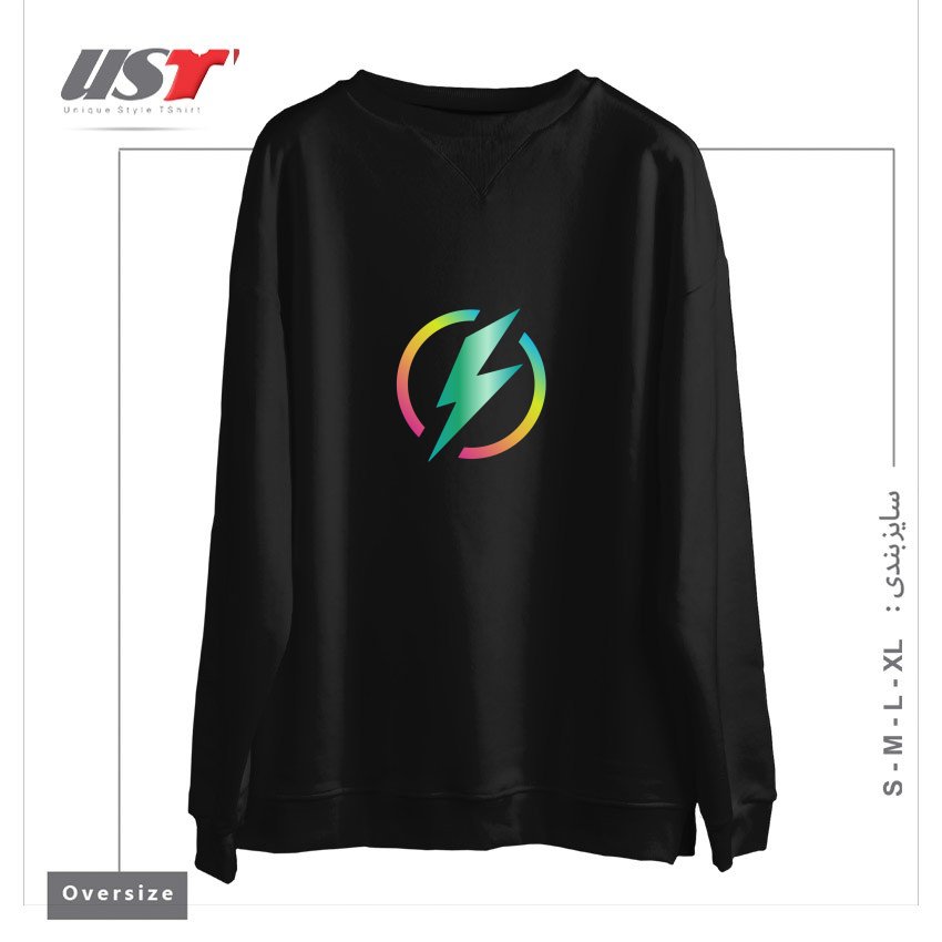 سوییشرت اورسایز طرح MULTICOLORED LIGHTNING LOGO