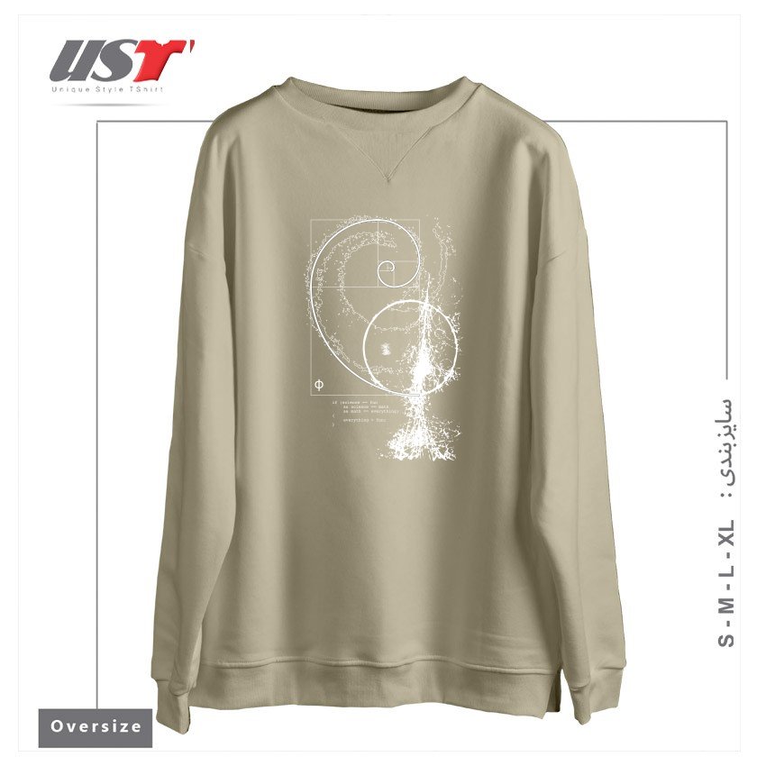 طرح SCIENCE, TECHNOLOGY, ENGINEERING, ARTS, MATHEMATICS (STEAM) سوییشرت اورسایزرنگ نخودی