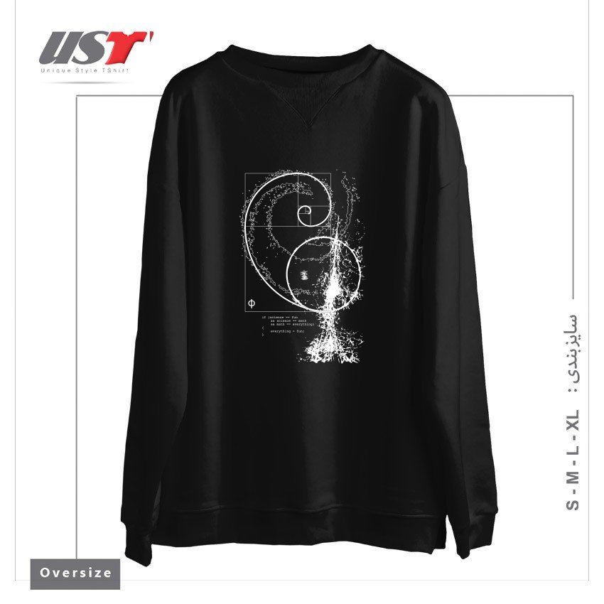 طرح SCIENCE, TECHNOLOGY, ENGINEERING, ARTS, MATHEMATICS (STEAM) سوییشرت اورسایزرنگ مشکی