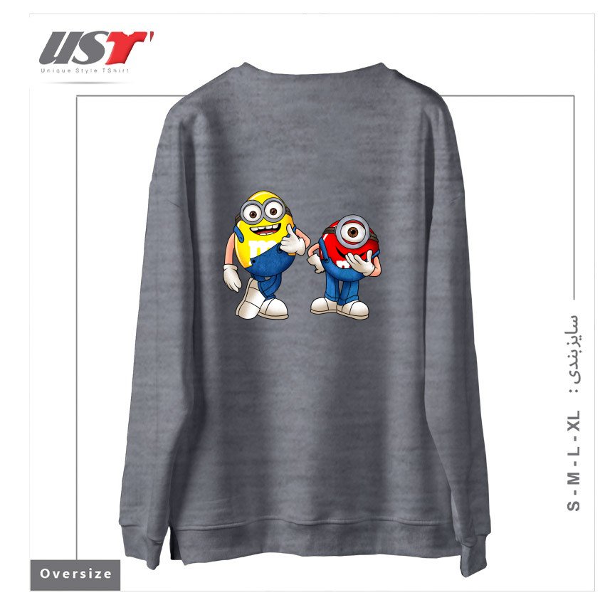 طرح MINI ON MINI سوییشرت اورسایزرنگ طوسی ملانژ