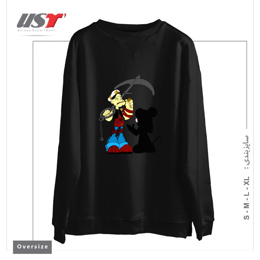 طرح NEGOTIATION سوییشرت اورسایزرنگ مشکی