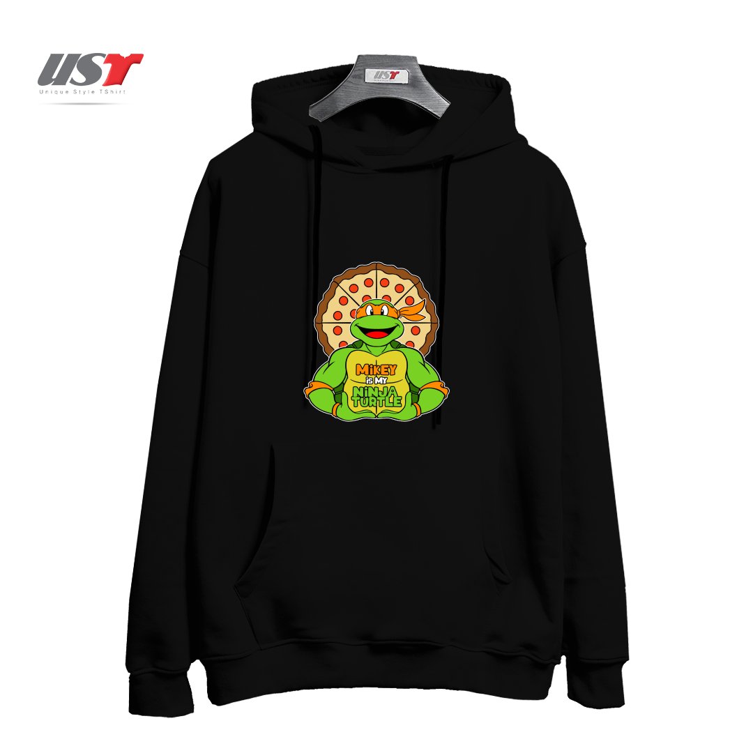 طرح ORANGE TURTLE هودی اورسایزرنگ مشکی