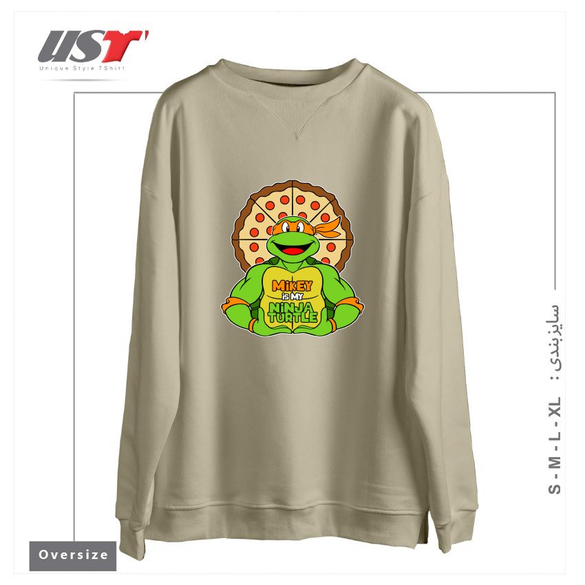 سوییشرت اورسایز طرح ORANGE TURTLE