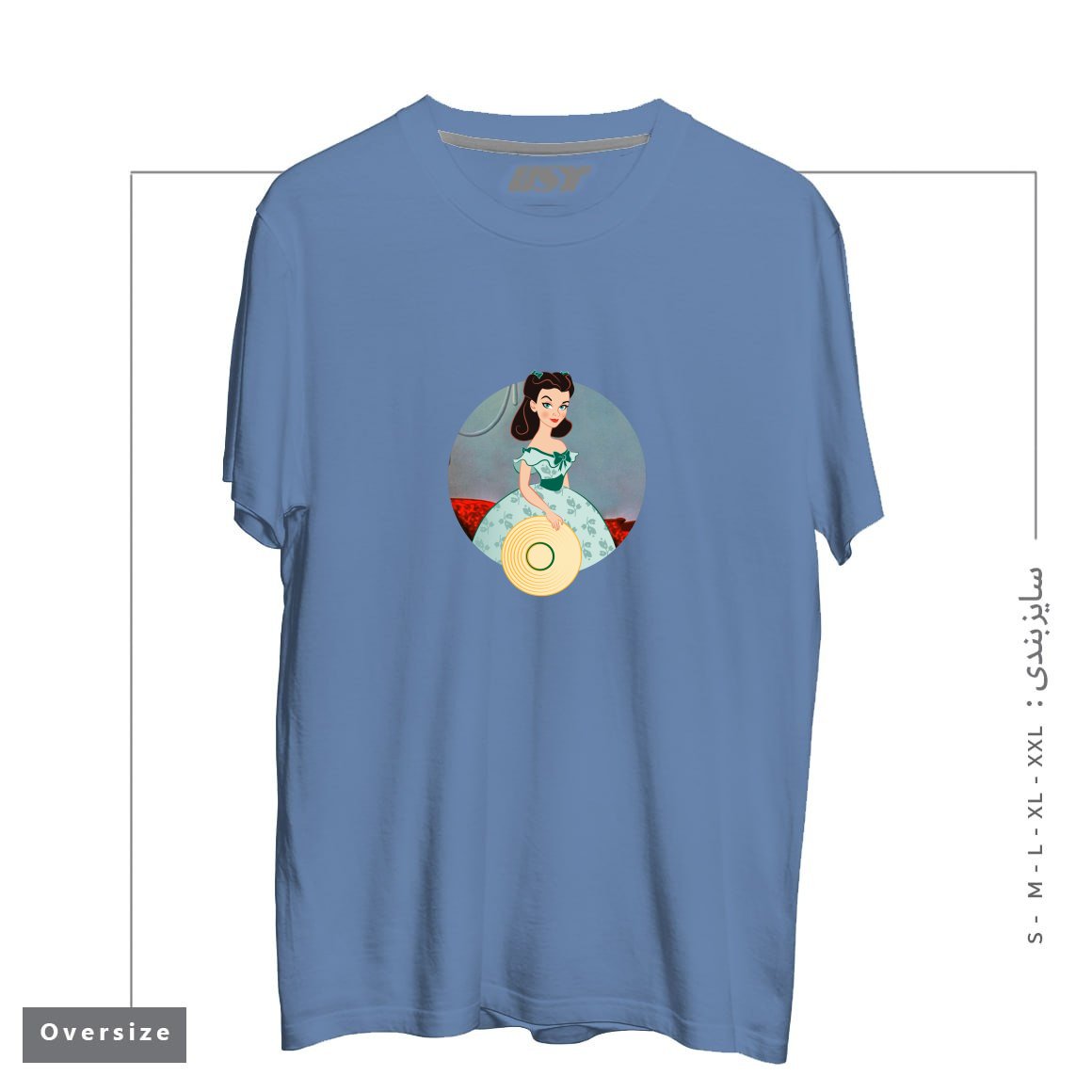 طرح PRINCESS SCARLETT تیشرت اورسایزرنگ آبی نفتی