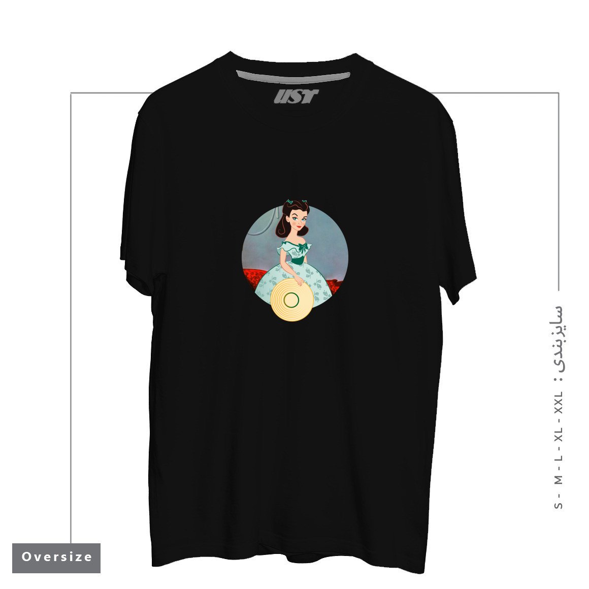 طرح PRINCESS SCARLETT تیشرت اورسایزرنگ مشکی