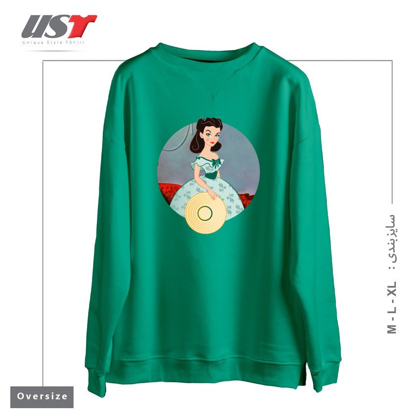 طرح PRINCESS SCARLETT سوییشرت اورسایزرنگ سبز سدری