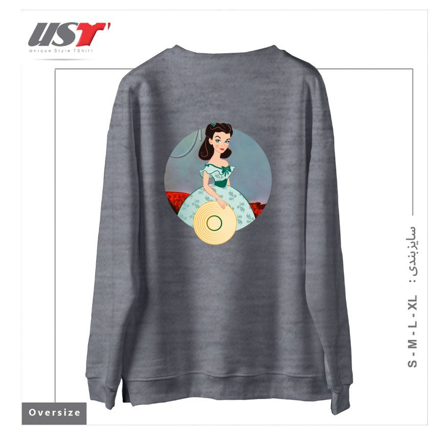 طرح PRINCESS SCARLETT سوییشرت اورسایزرنگ طوسی ملانژ