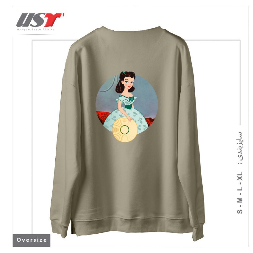 طرح PRINCESS SCARLETT سوییشرت اورسایزرنگ نخودی