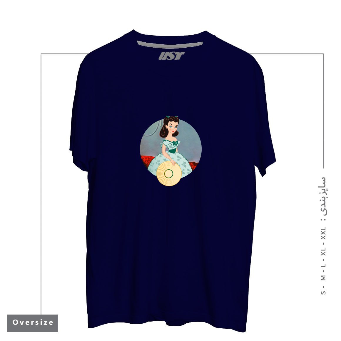 طرح PRINCESS SCARLETT تیشرت اورسایزرنگ سرمه ای
