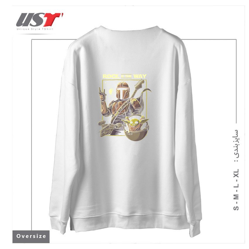 طرح ROCK IS THE WAY - GEEK MUSIC GIFT سوییشرت اورسایزرنگ سفید
