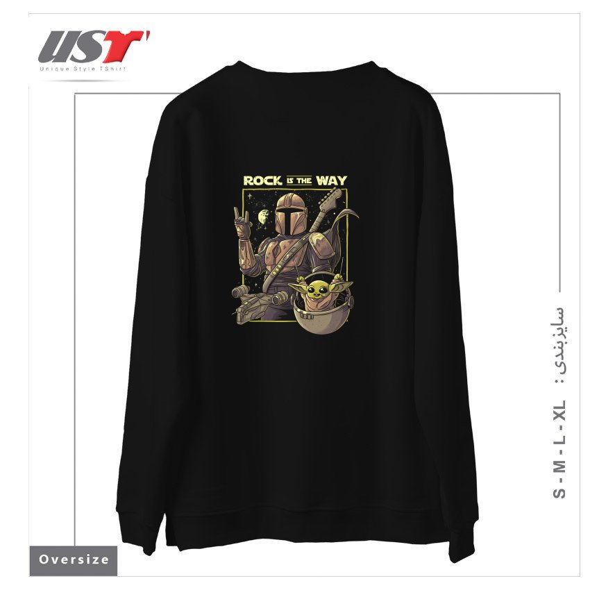 طرح ROCK IS THE WAY - GEEK MUSIC GIFT سوییشرت اورسایزرنگ مشکی