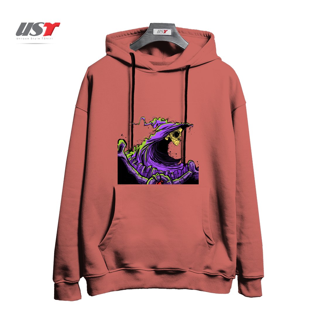 طرح SKELETOR هودی اورسایزرنگ آجری